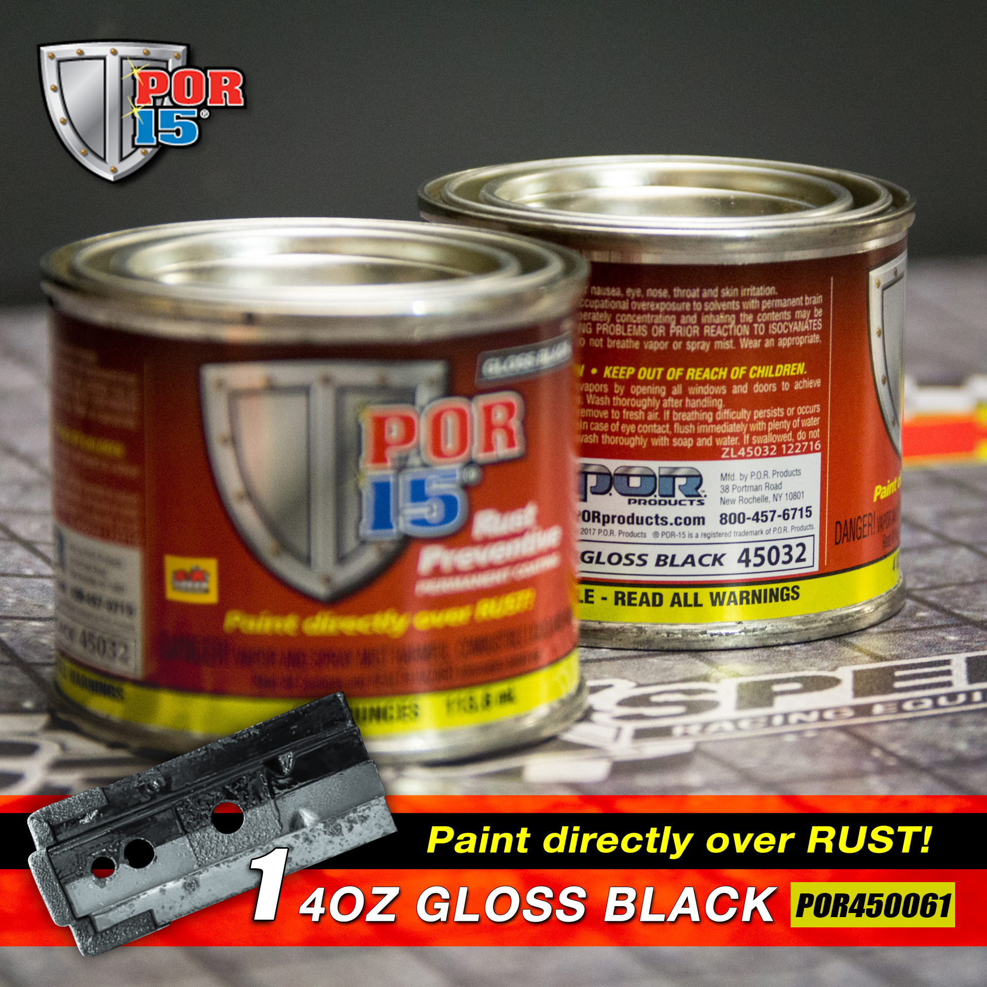 POR 15 450061 (1) 4oz Can Gloss Black Rust Preventative Paint Paint