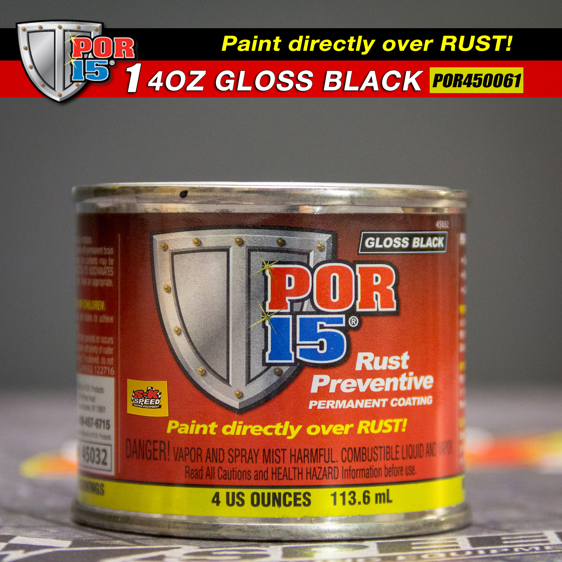 POR 15 450061 (1) 4oz Can Gloss Black Rust Preventative Paint Paint