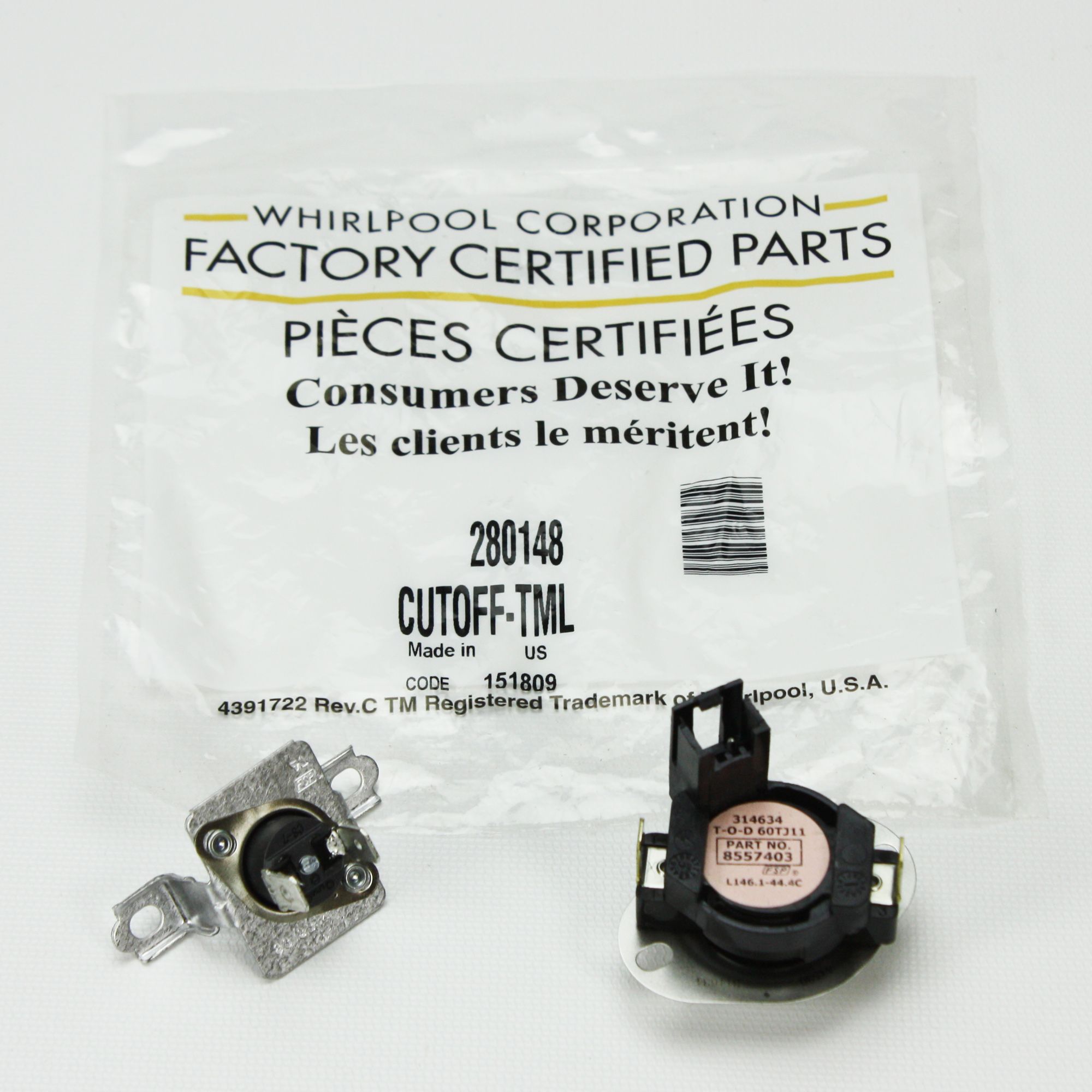 For Whirlpool Clothes Dryer Thermostat Kit