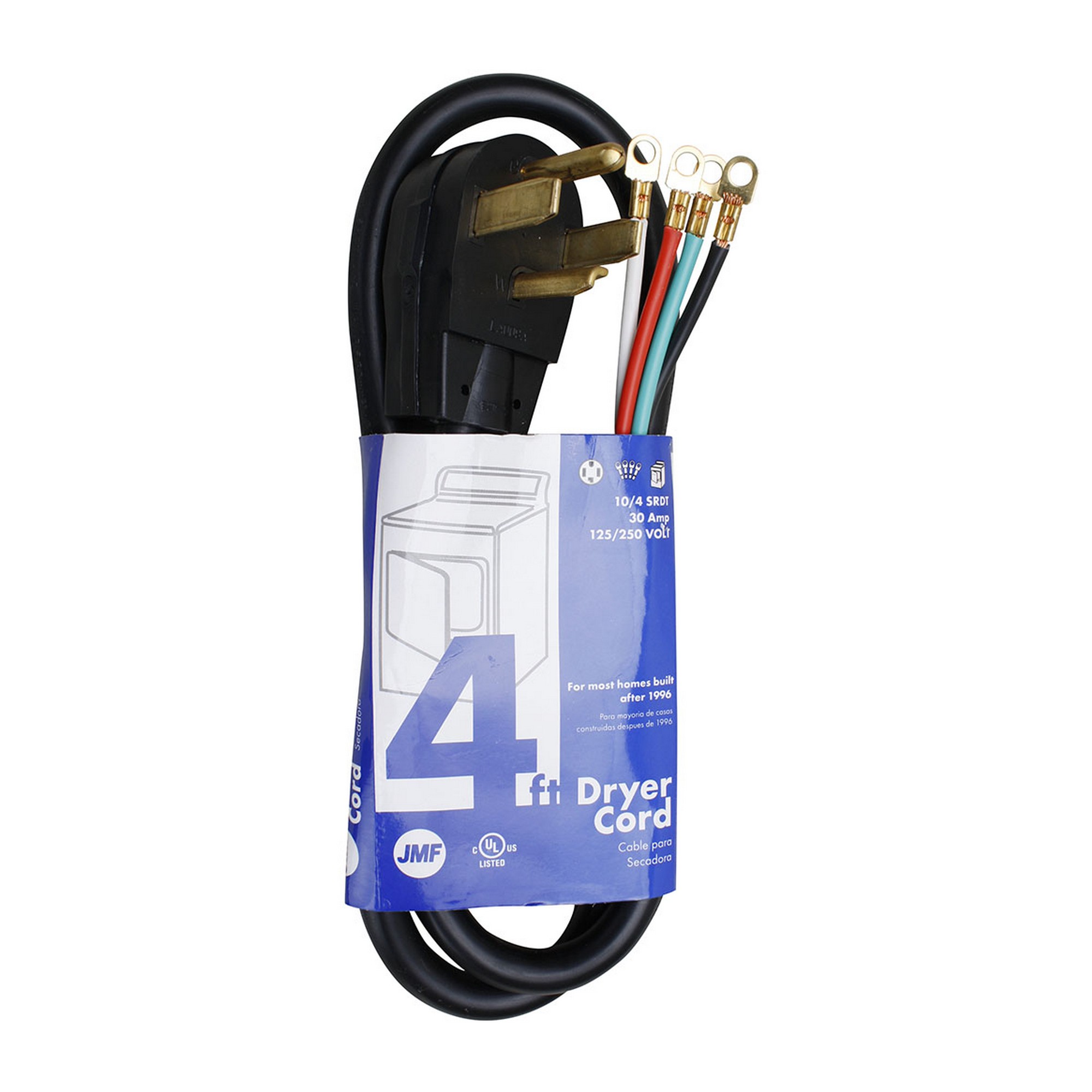 Universal Clothes Dryer Power Cord, 4foot, 4wire