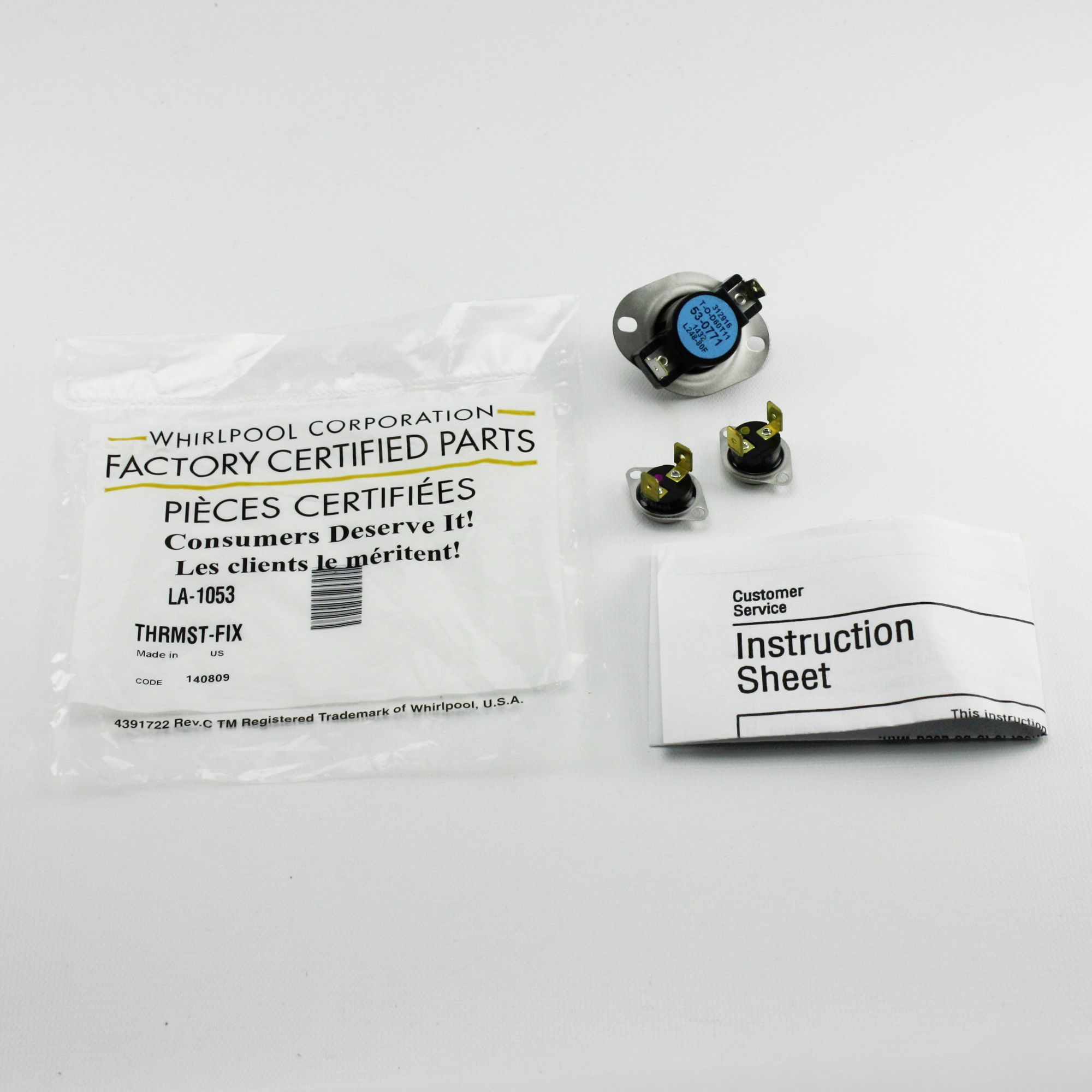 LA 1053 For Whirlpool Clothes Dryer Thermostat and Fuse Kit