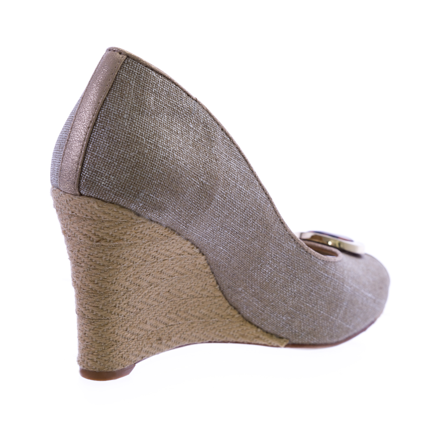 ELAINE TURNER Charlotte Champagne PeepToe Cork Wedges Sz