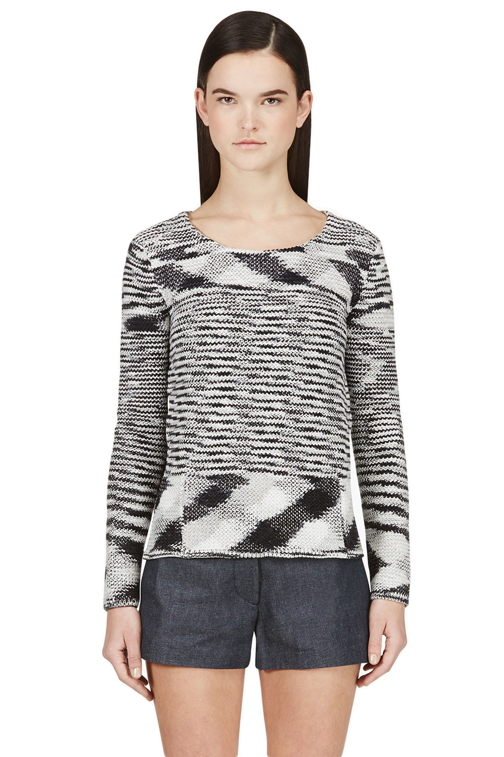 Download SURFACE TO AIR Women's Paper White/Black Life Knit Sweater $255 NEW | eBay