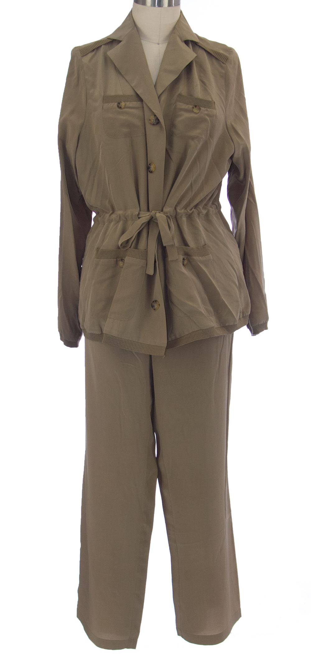 Marina Rinaldi da Maxmara Marchee Khaki 3-pc Giacca Pantalone Vestito 12w Marina Rinaldi da Maxmara Marchee Khaki 3-pc Giacca Pantalone Vestito 12w