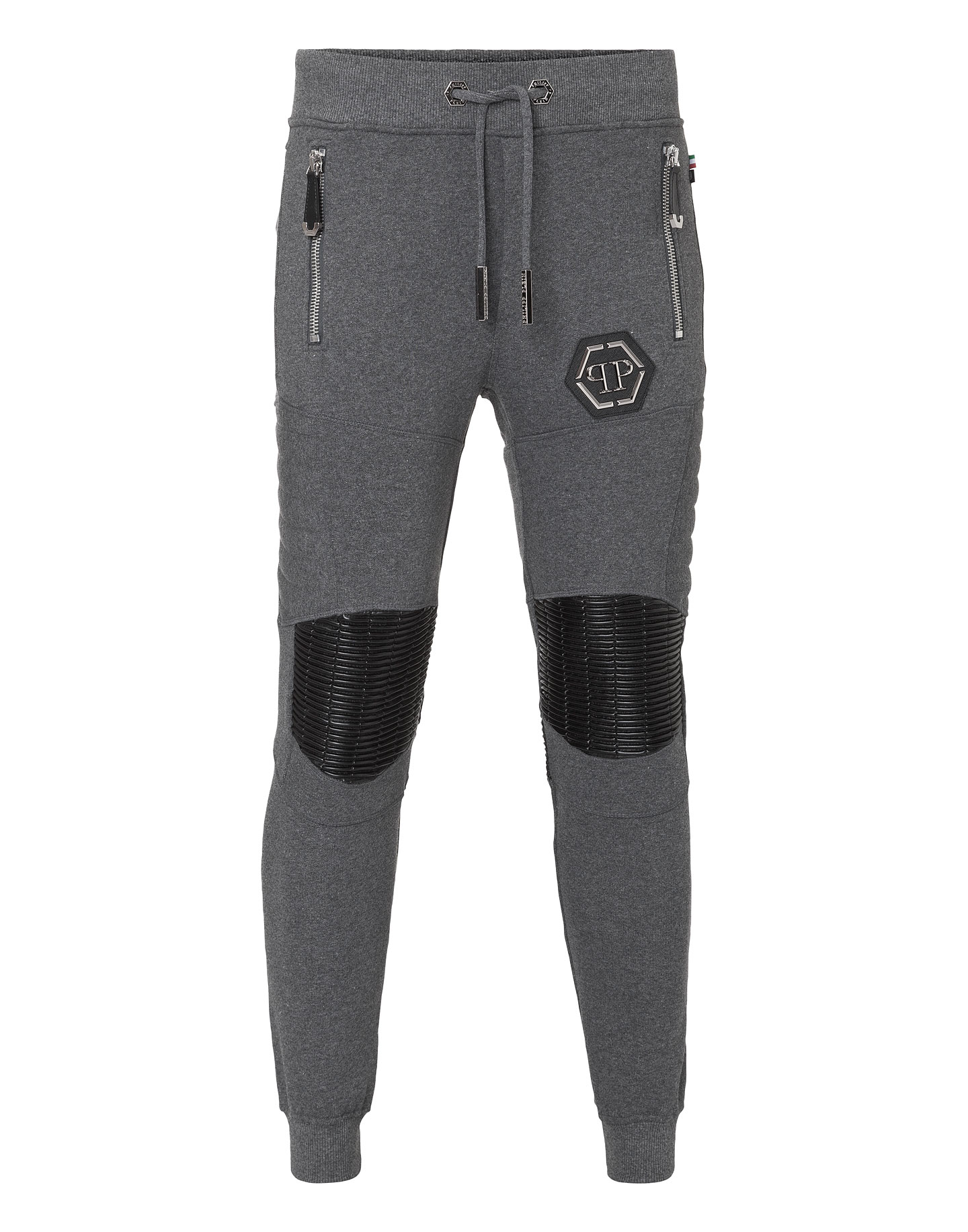 Philipp Plein Men's Grey Melange Gold Card Jogging Trousers