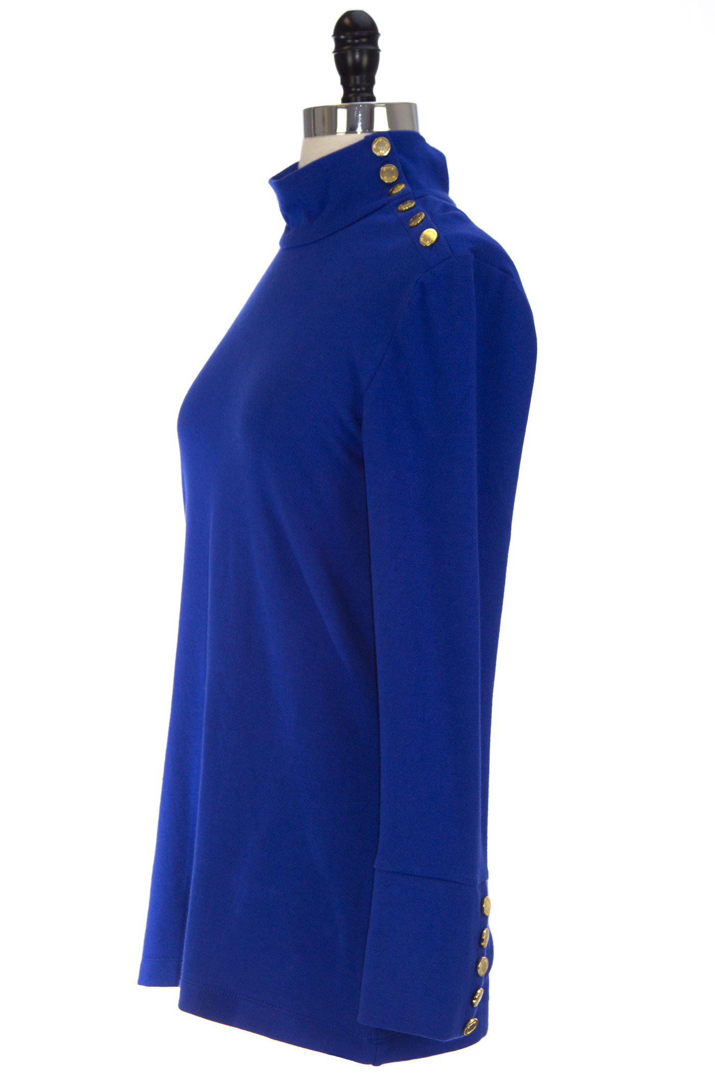 ELIZABETH MCKAY Black Button Embellished Riley Turtleneck 7073 $215 NWT