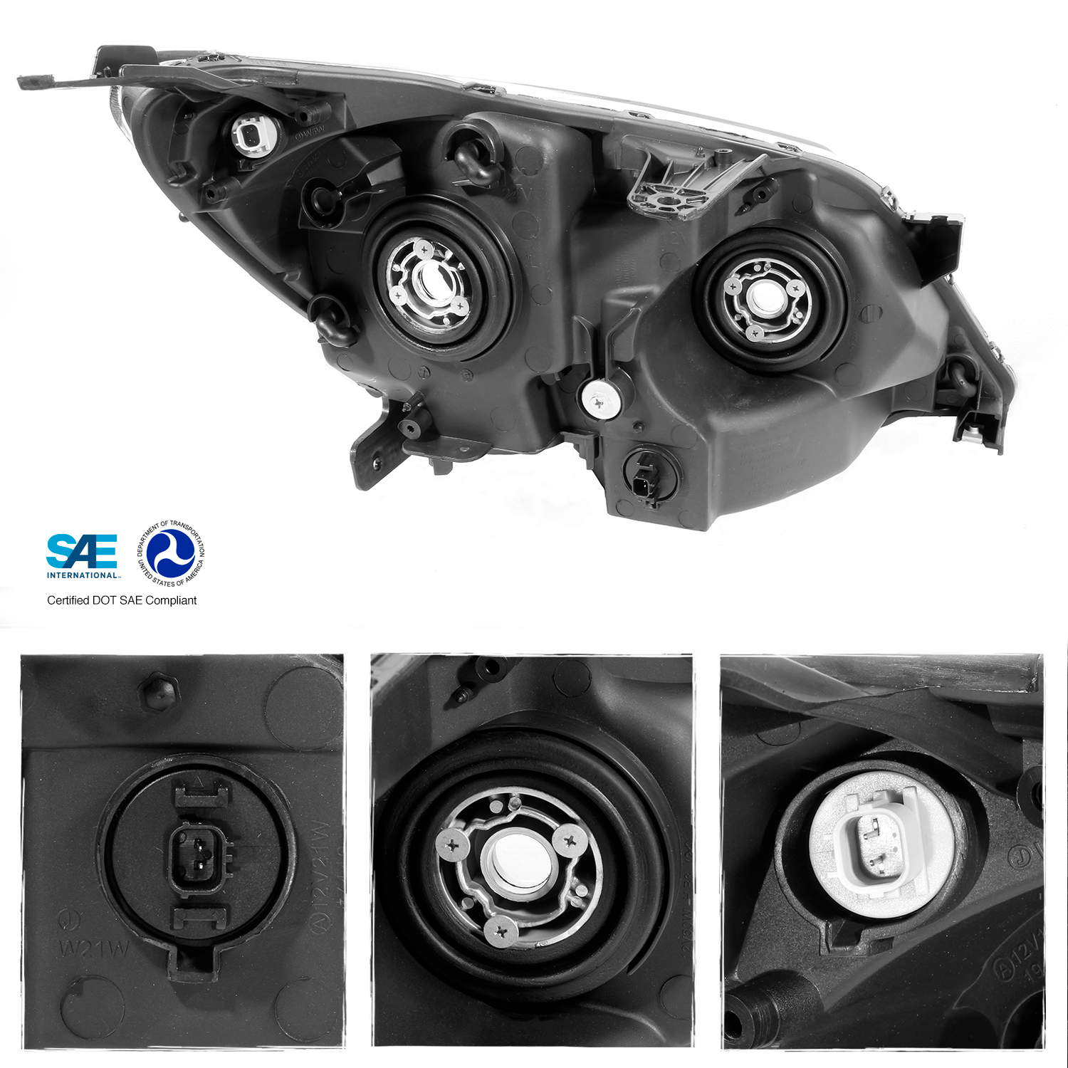 Fit 2005 2006 2007 Odyssey Chrome Headlights Replacement + Fog Lights w