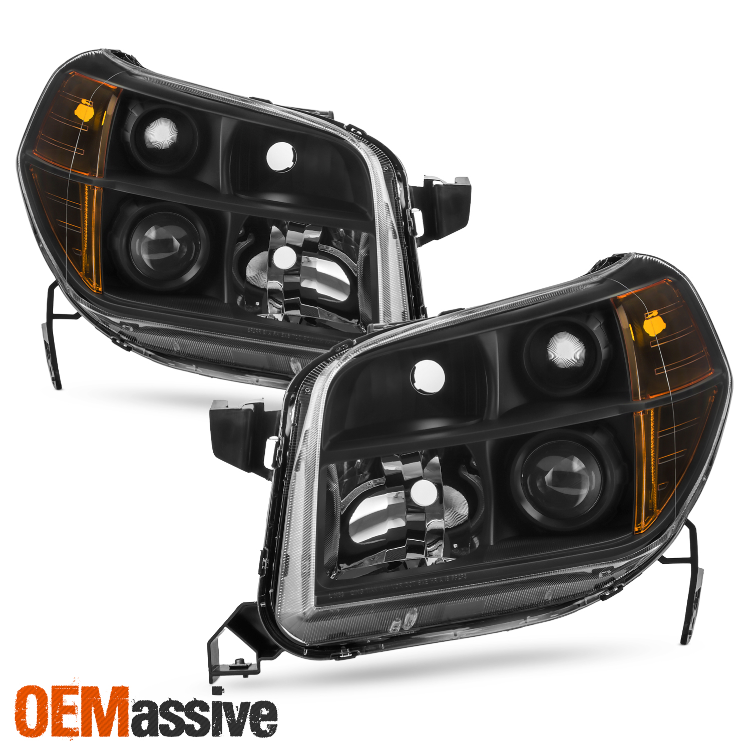 Fit 06-08 Honda Pilot Black Bezel Projector Headlights Headlamps