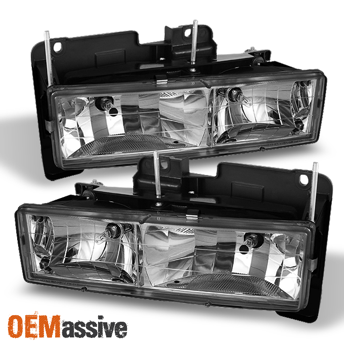 1988-1999 Chevy Full Size C//K Tahoe GMC Yukon Suburban Headlights Halo Clear