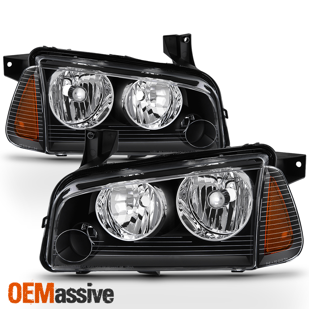 Black Headlight & Corner Light Set For 2006-2010 Dodge Charger – Halogen-1090472