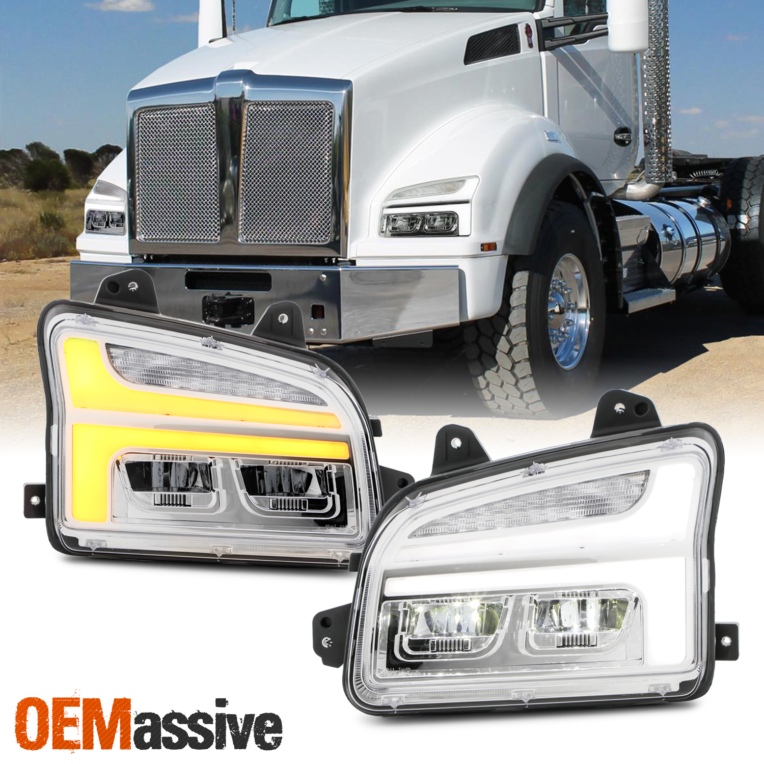 For 2019-Up Kenworth T880 Class 8 [Full LED] DRL Switchback