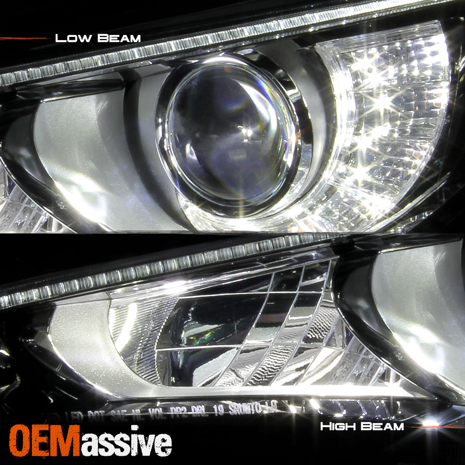 thumbnail image 2 of For 2014-2022 Infiniti Q50 LED Projector Headlights (w/o AFS) – Chrome Housing, Pair 2 of 6