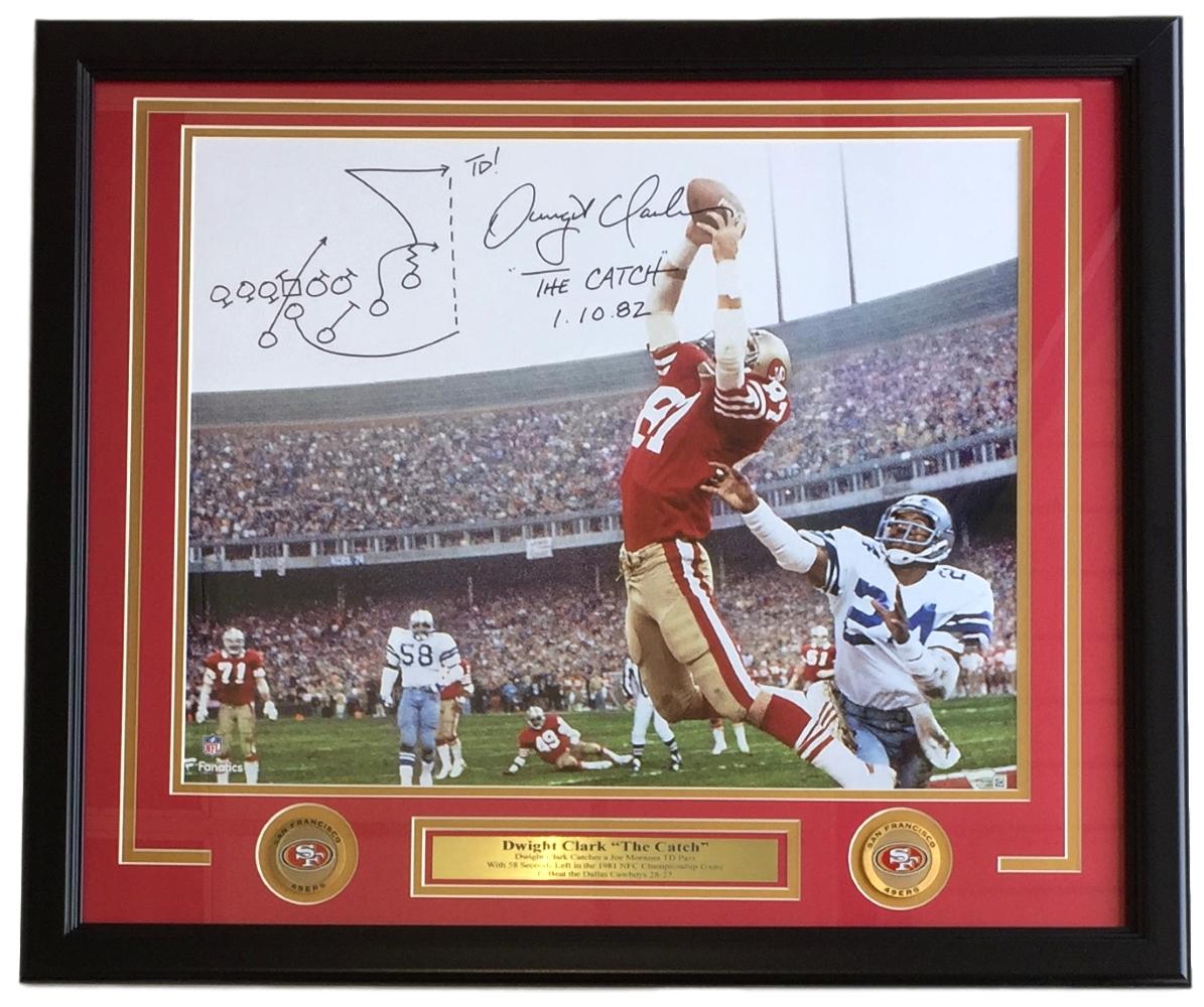 Dwight Clark Signed Framed SF 49ers 16x20 The Catch Photo w/ Play Drawn Fanatics