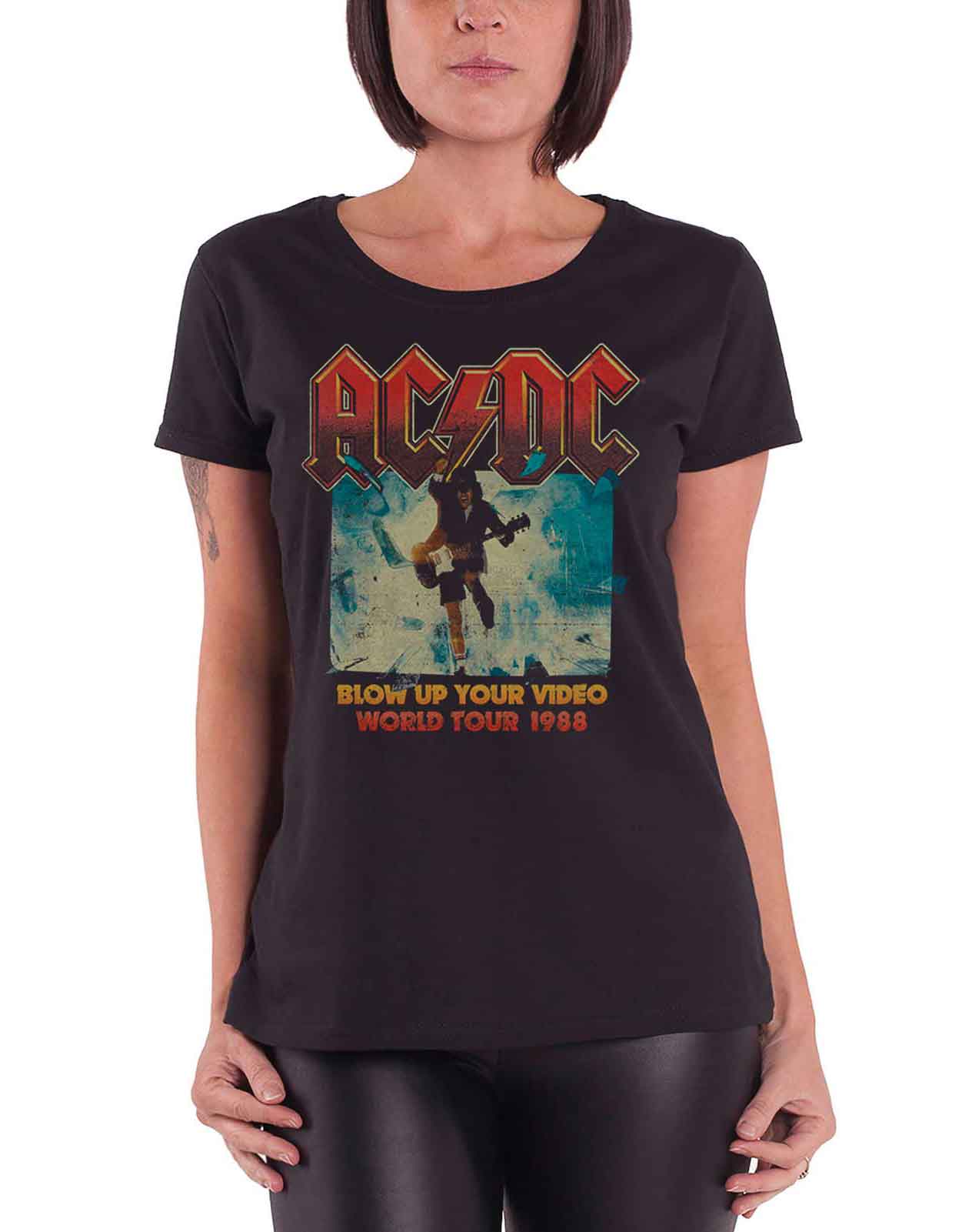 AC DC BLACK ICE Lady Black T-shirt Rock Woman V-neck Rock Band Shirt