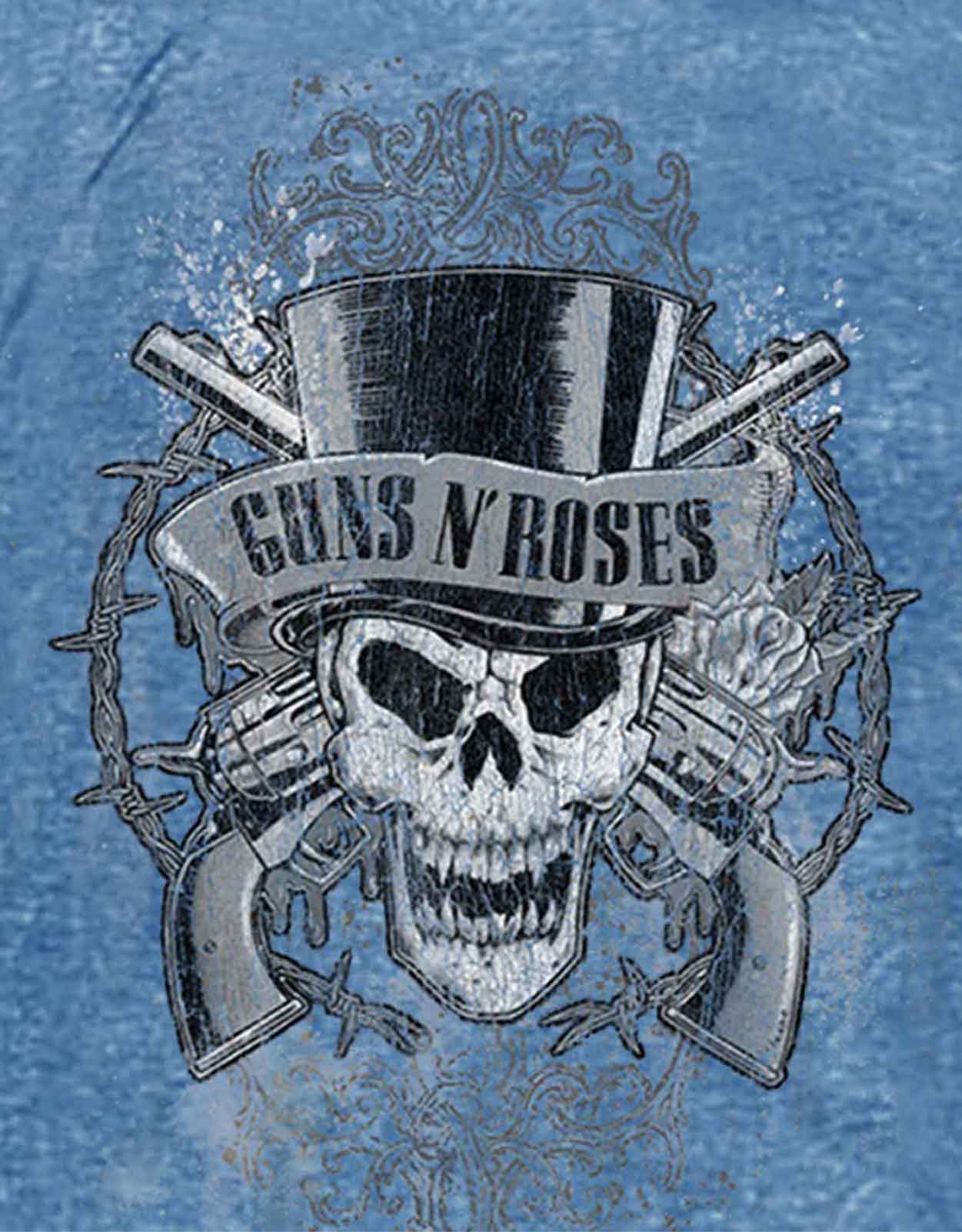 Burnout T-Shirt Blue NEW /& OFFICIAL! Guns N/' Roses /'Faded Skull/'