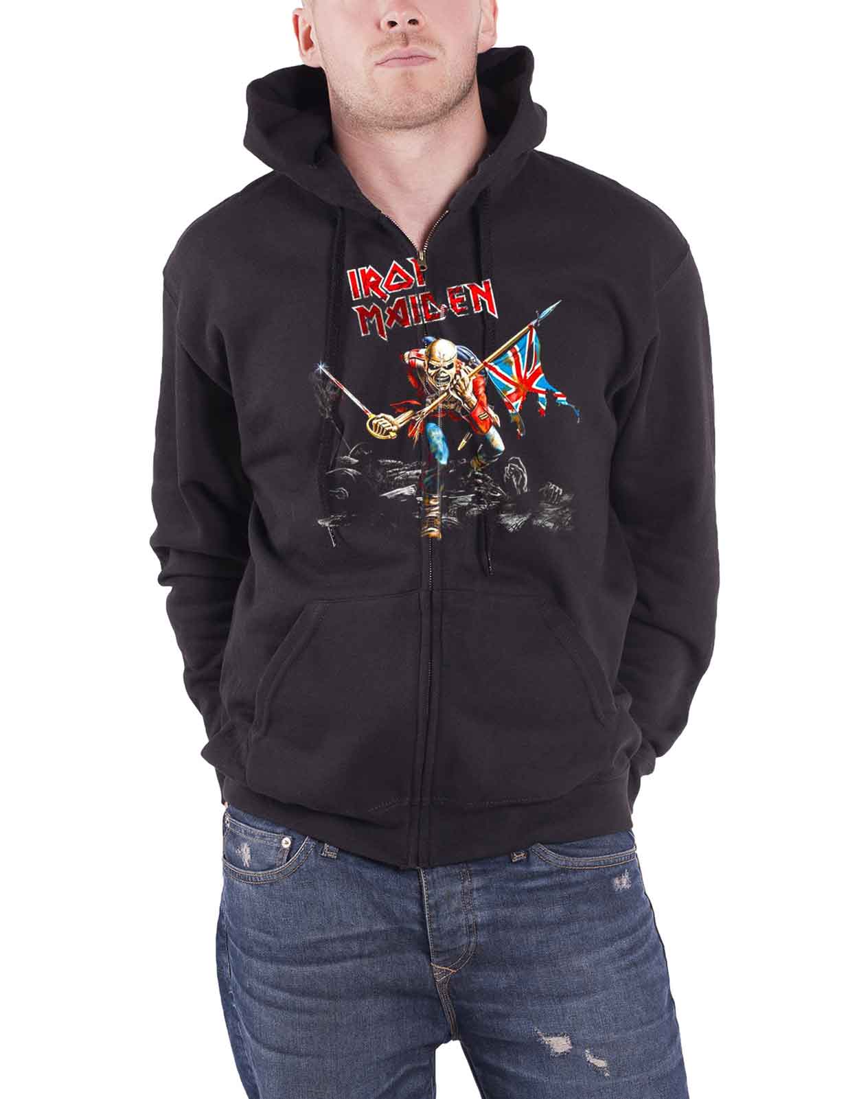 Iron Maiden Hoodie Book Of Souls The Trooper Eddie band logo Official Mens New - Picture 20 of 21