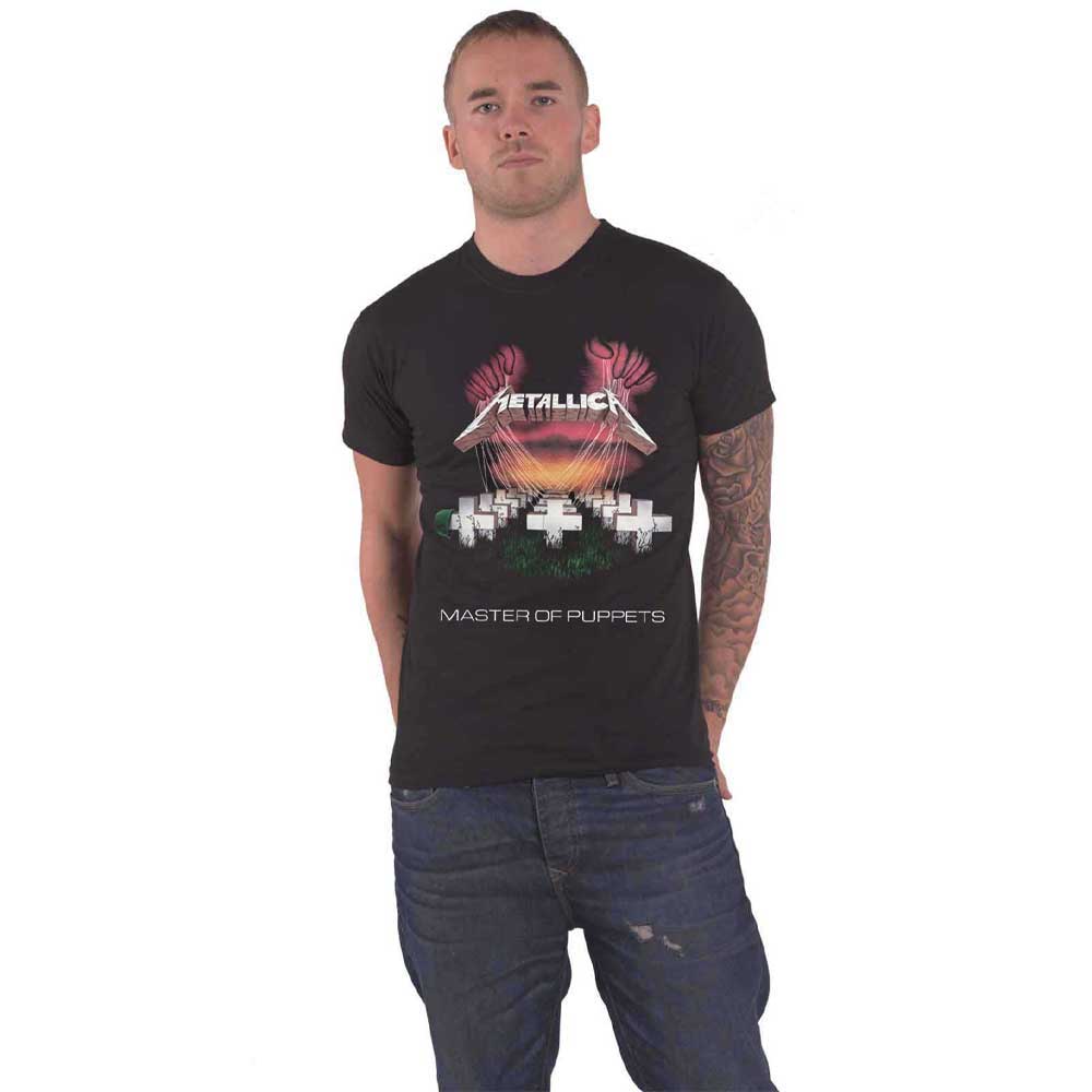 Metallica T Shirt Master Of Puppets European Tour 86 Officiel Métal Noir MOP