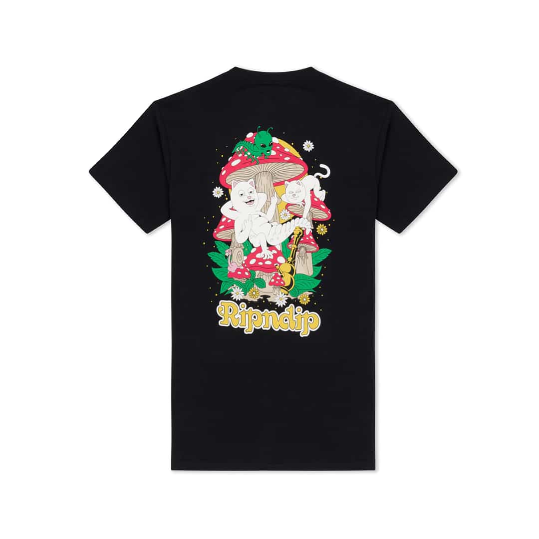 Футболка RIPNDIP Caterpillar Garden с коротким рукавом (черная) из ткани Grapihc