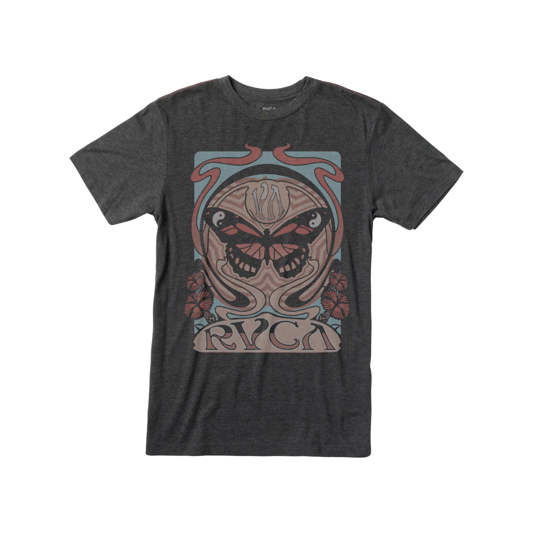 Футболка с коротким рукавом RVCA Nouveau (черная) с графическим рисунком