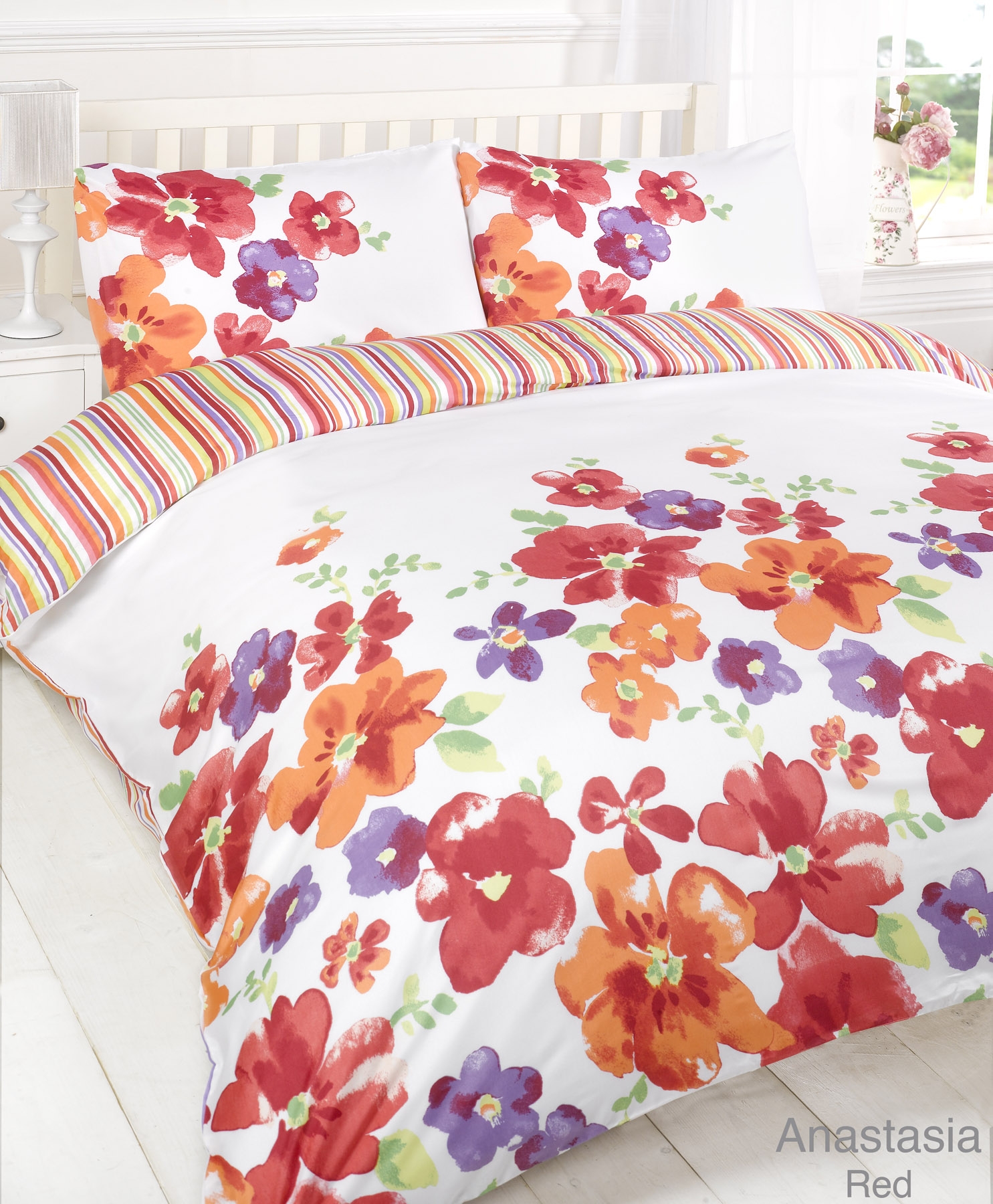 Duvet Quilt Cover Bedding Set Red White Single Double King Kingsize