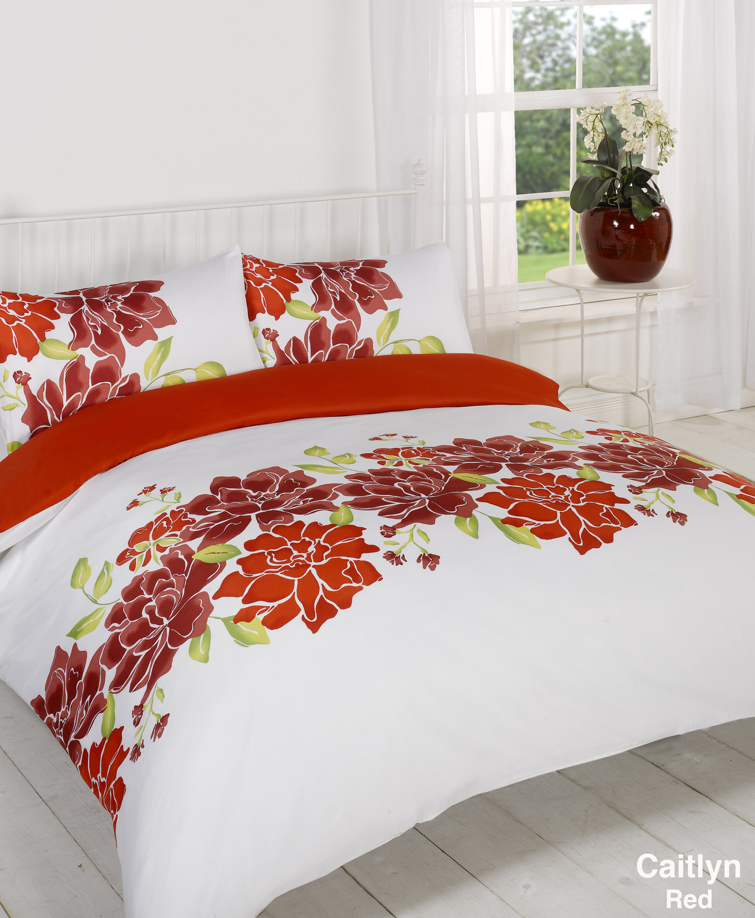 Duvet Quilt Cover Bedding Set Red White Single Double King Kingsize