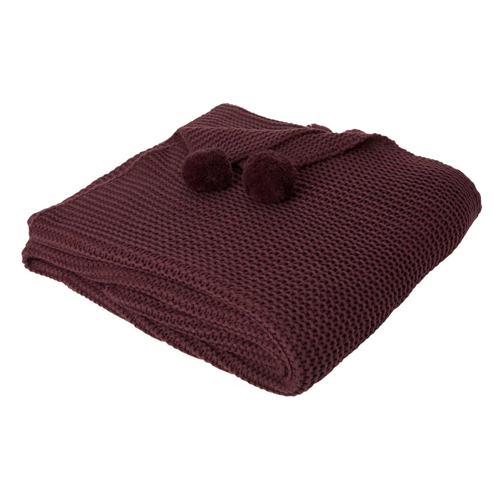 Dreamscene Chunky Knit Throw Large Knitted Pom Pom Sofa Bed Blanket Yellow Ochre eBay