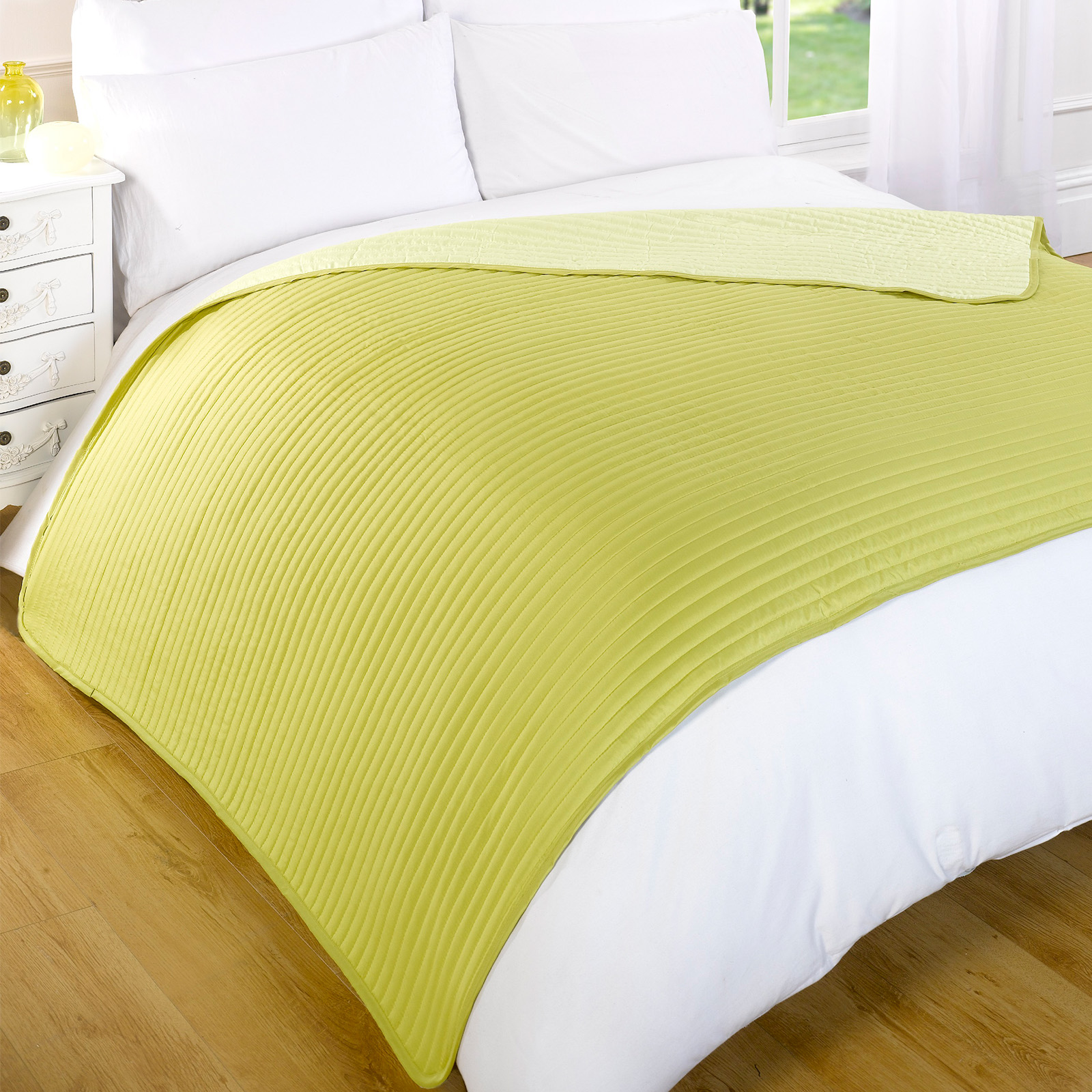 Luxury Large Cosy Quilted Throw Over Blanket 150 x 200 cm Green/Lime