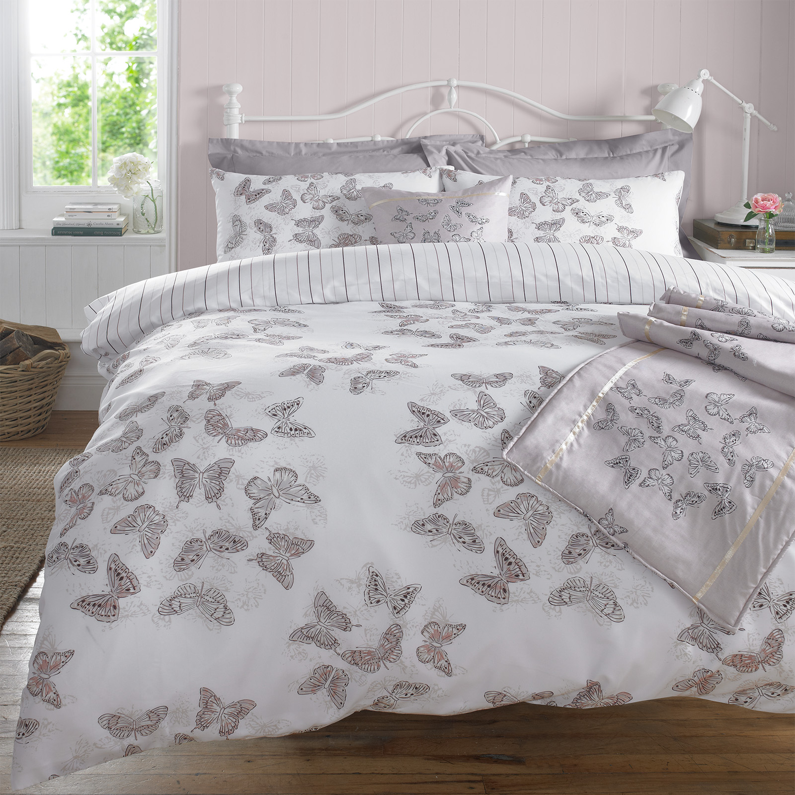 Duvet Bed in A Bag Cushion Runner Set Reversible Stephanie Butterfly
