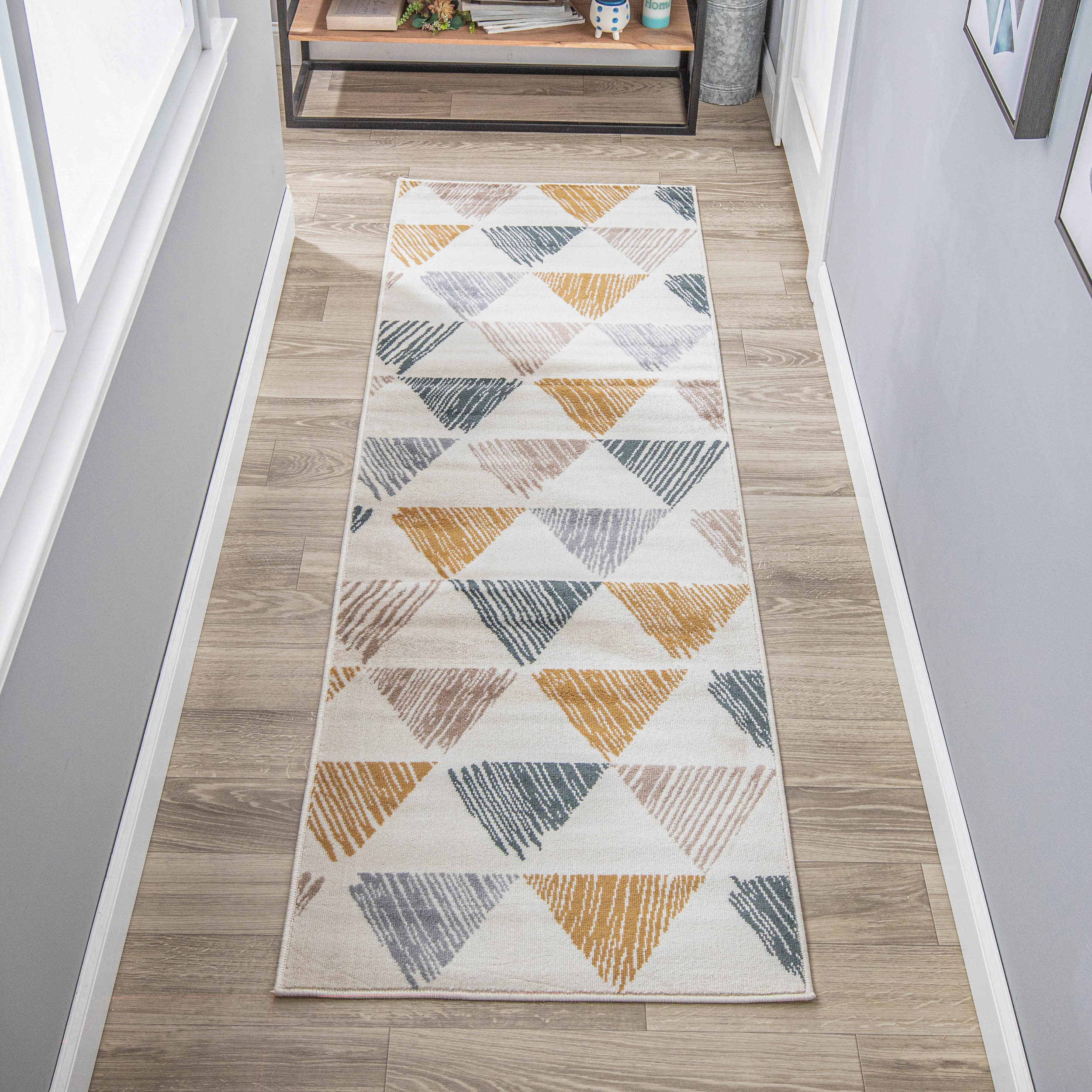 Adrija Mid-Century Modern Geometric Indoor Area Rug, Bone by Blue Nile Mills - Picture 12 of 20