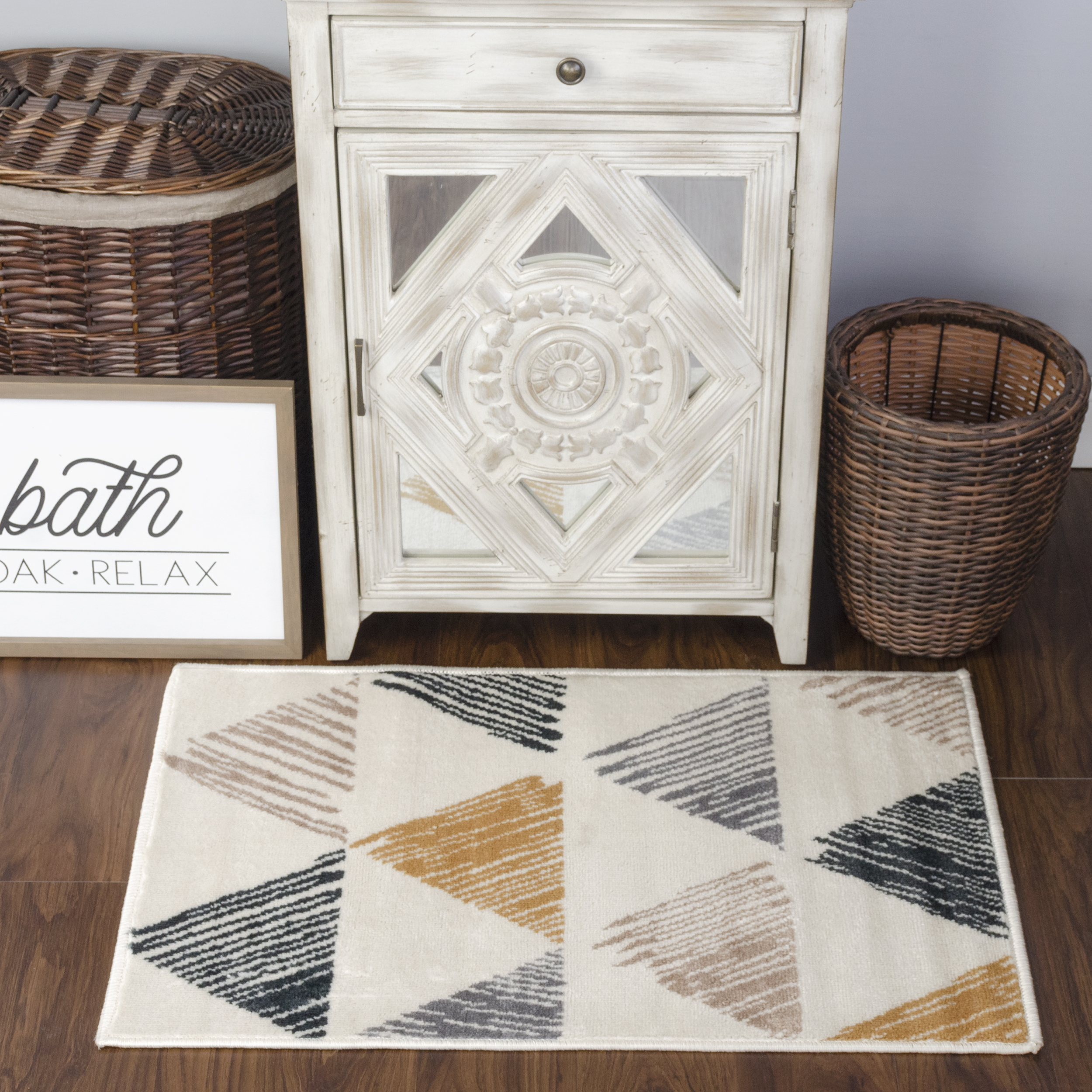 Adrija Mid-Century Modern Geometric Indoor Area Rug, Bone by Blue Nile Mills - Picture 7 of 20