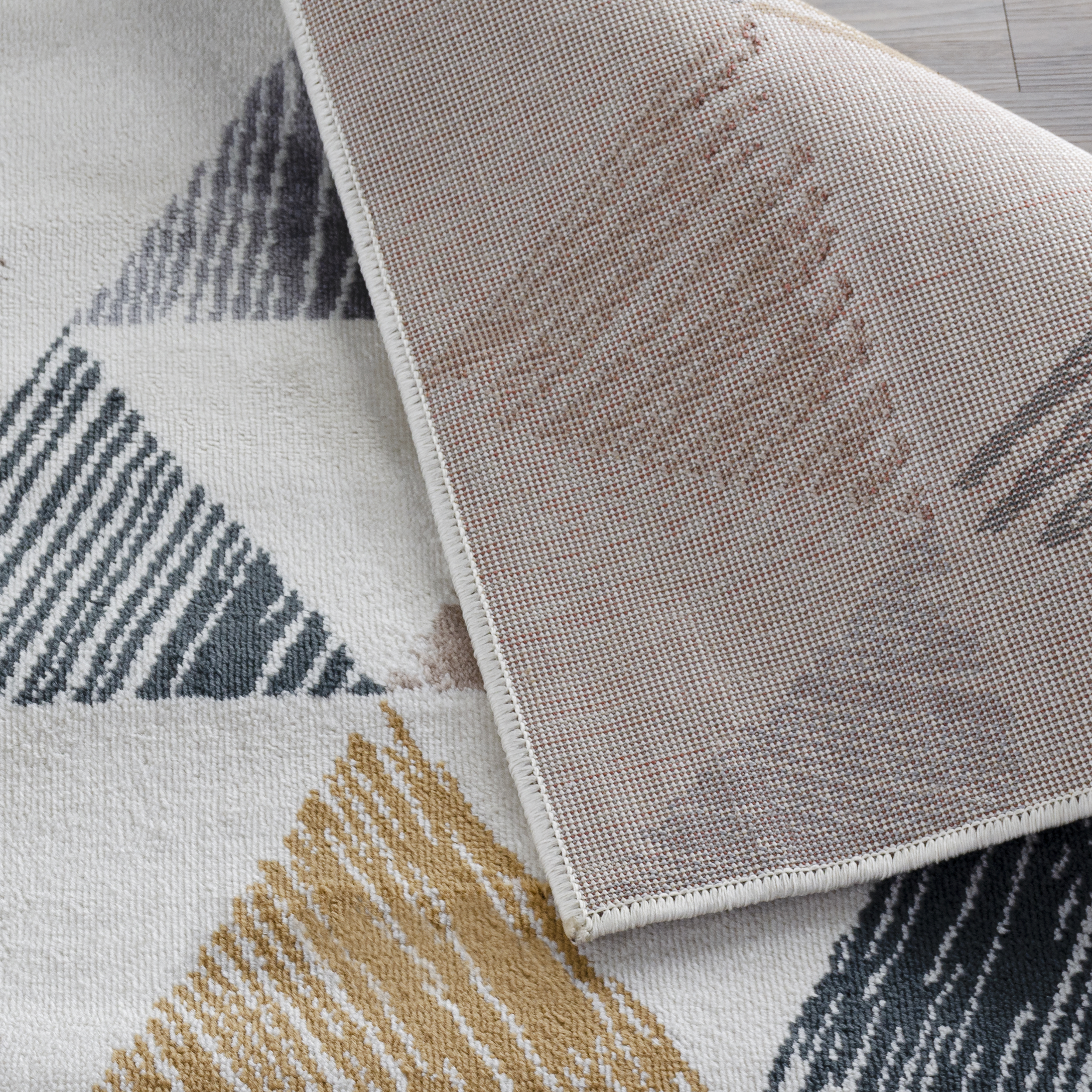 Adrija Mid-Century Modern Geometric Indoor Area Rug, Bone by Blue Nile Mills - Picture 9 of 20