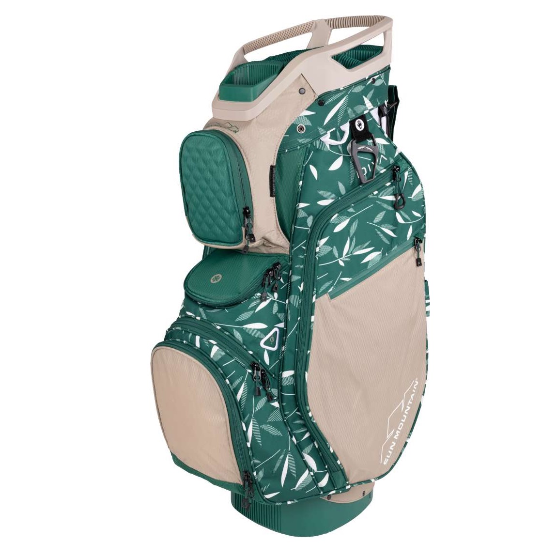 Sun Mountain 2023 Diva Cart Golf Bag - 230624 - White/Taupe/Green Leaf