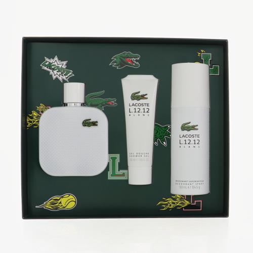 BLANC PURE by Lacoste 3 PIECE GIFT SET 3.3 OZ EAU DE TOILETTE SPRAY