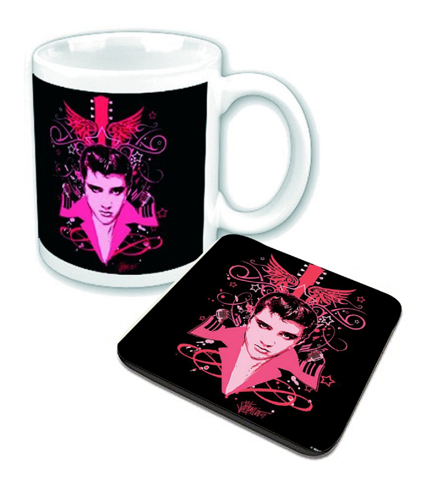 Elvis Presley Mug and Coaster Lets Face It new official Gift set One