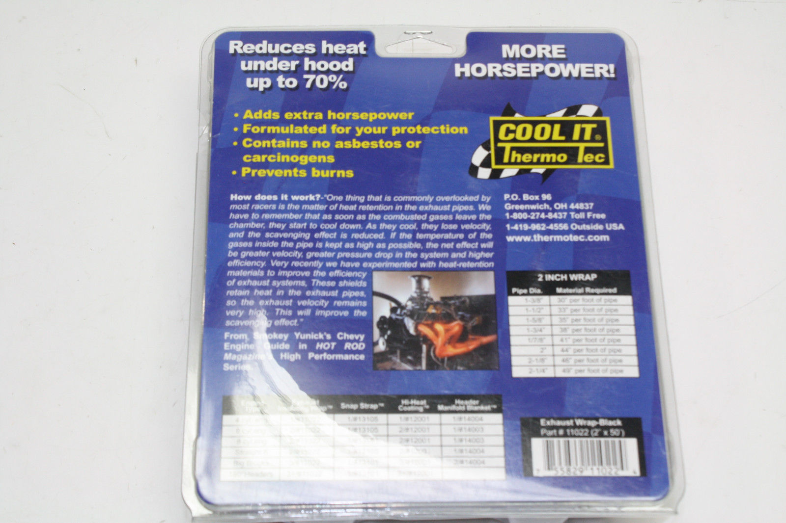 Thermo Tec 11022 Exhaust Insulating Black Header Wrap 2/" Wide 50ft