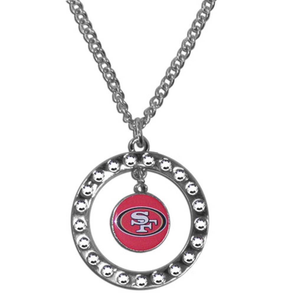 NFL Football Team Logo Womens Ladies Rhinestone Hoop Necklace Pick Your Team - Picture 12 of 13