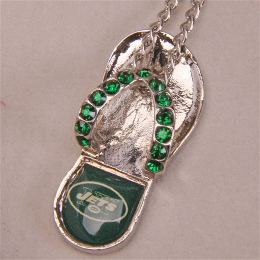 NFL Football Team Logo Womens Ladies Crystal Flip Flop Necklace Pick Your Team - Picture 7 of 10