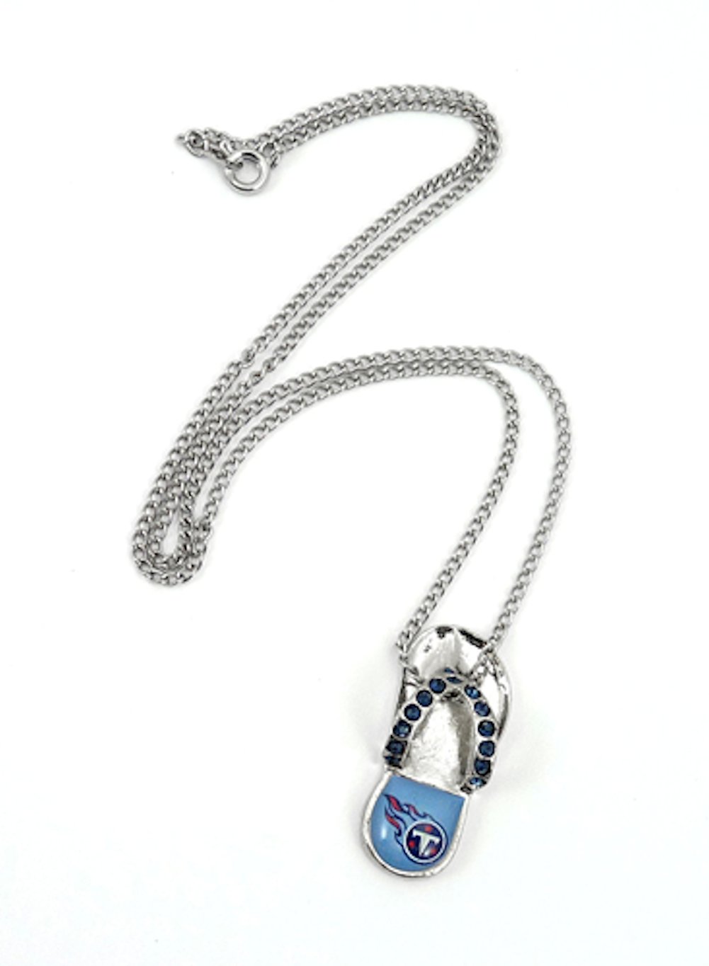 NFL Football Team Logo Womens Ladies Crystal Flip Flop Necklace Pick Your Team - Picture 9 of 10