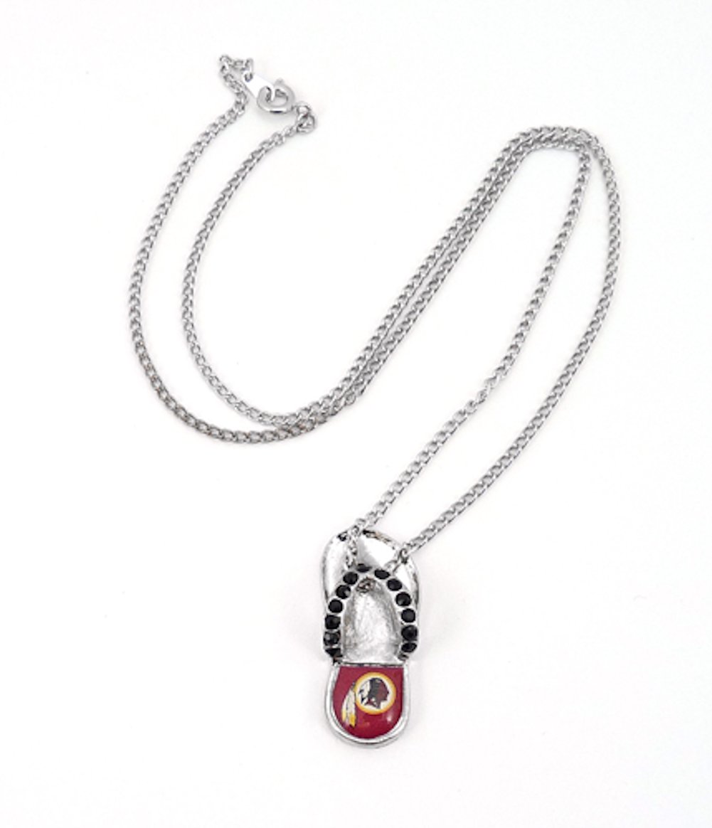NFL Football Team Logo Womens Ladies Crystal Flip Flop Necklace Pick Your Team - Picture 10 of 10