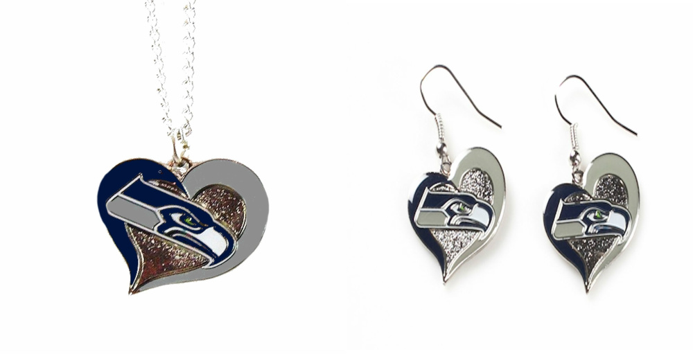 Officially Licensed Swirl Heart Necklace and Earring Set Choose Your Team - Picture 7 of 8