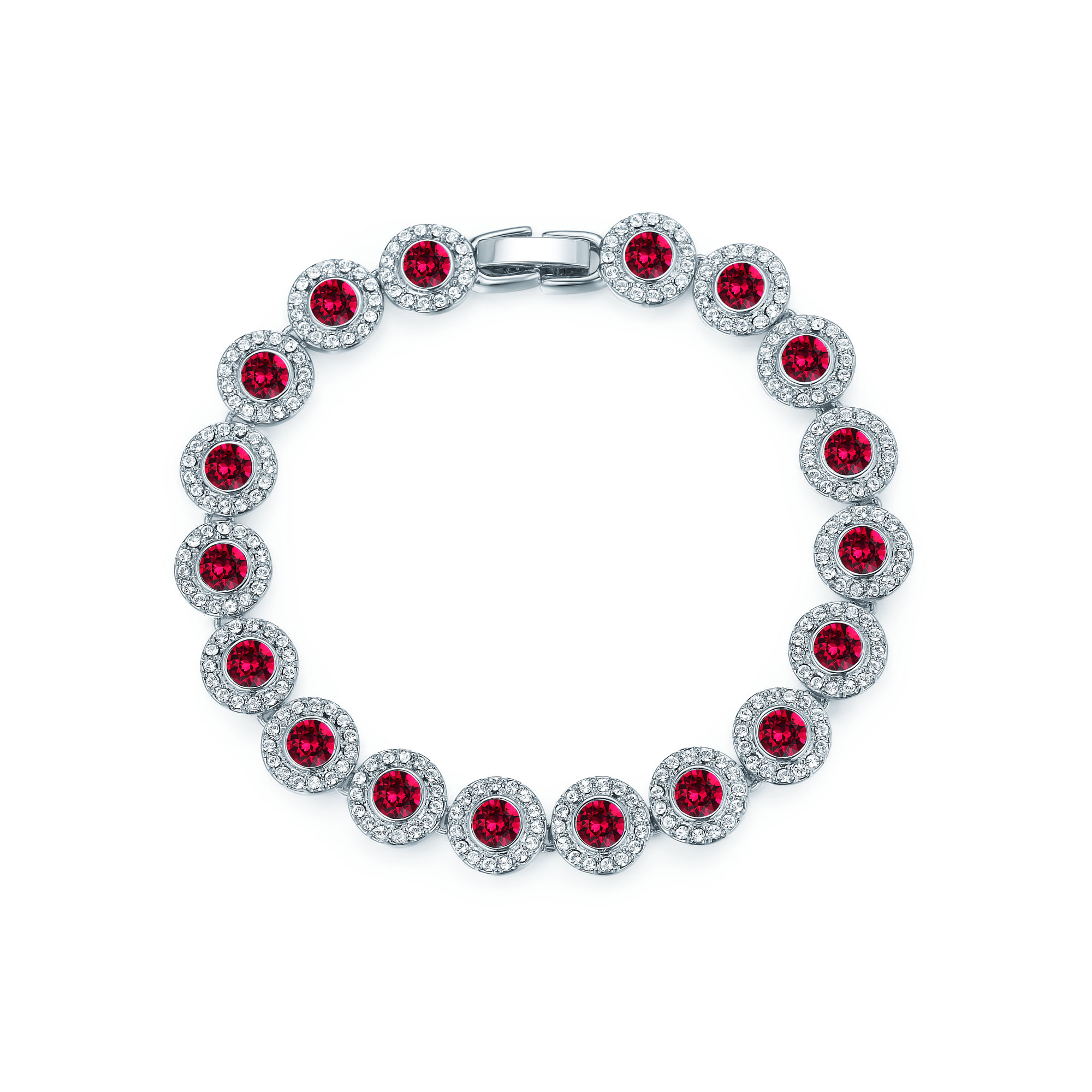 Angelic Tennis Bracelet with Ruby Red Swarovski Crystals Bridal Wedding WGP MYJS