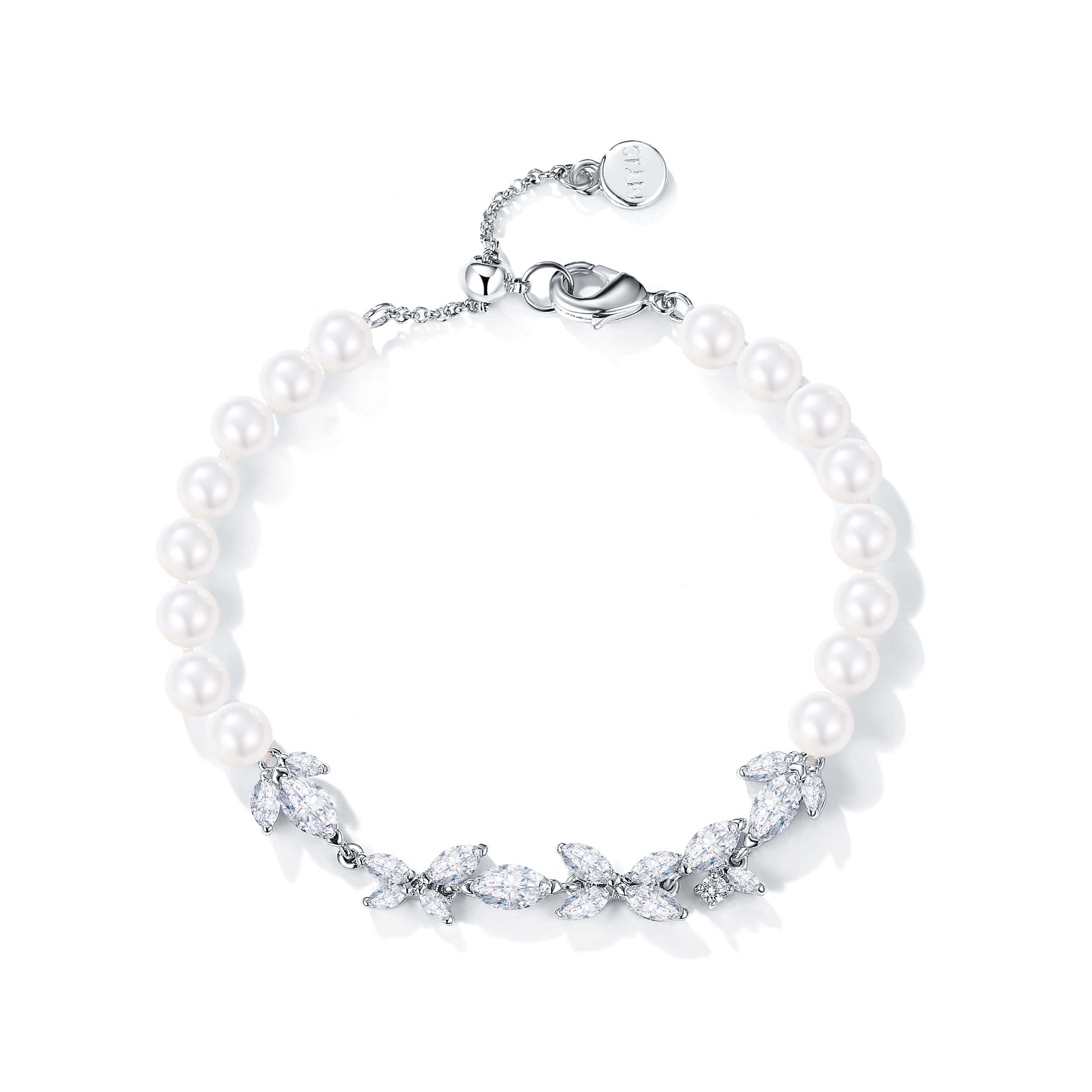 My Jewellery Story MYJS Louison Spiral Necklace with CZ Rhodium Plated