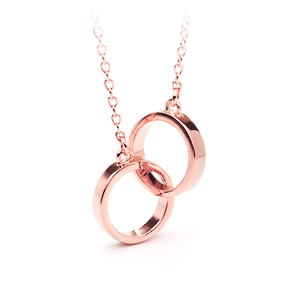 interlocking circle necklace rose gold