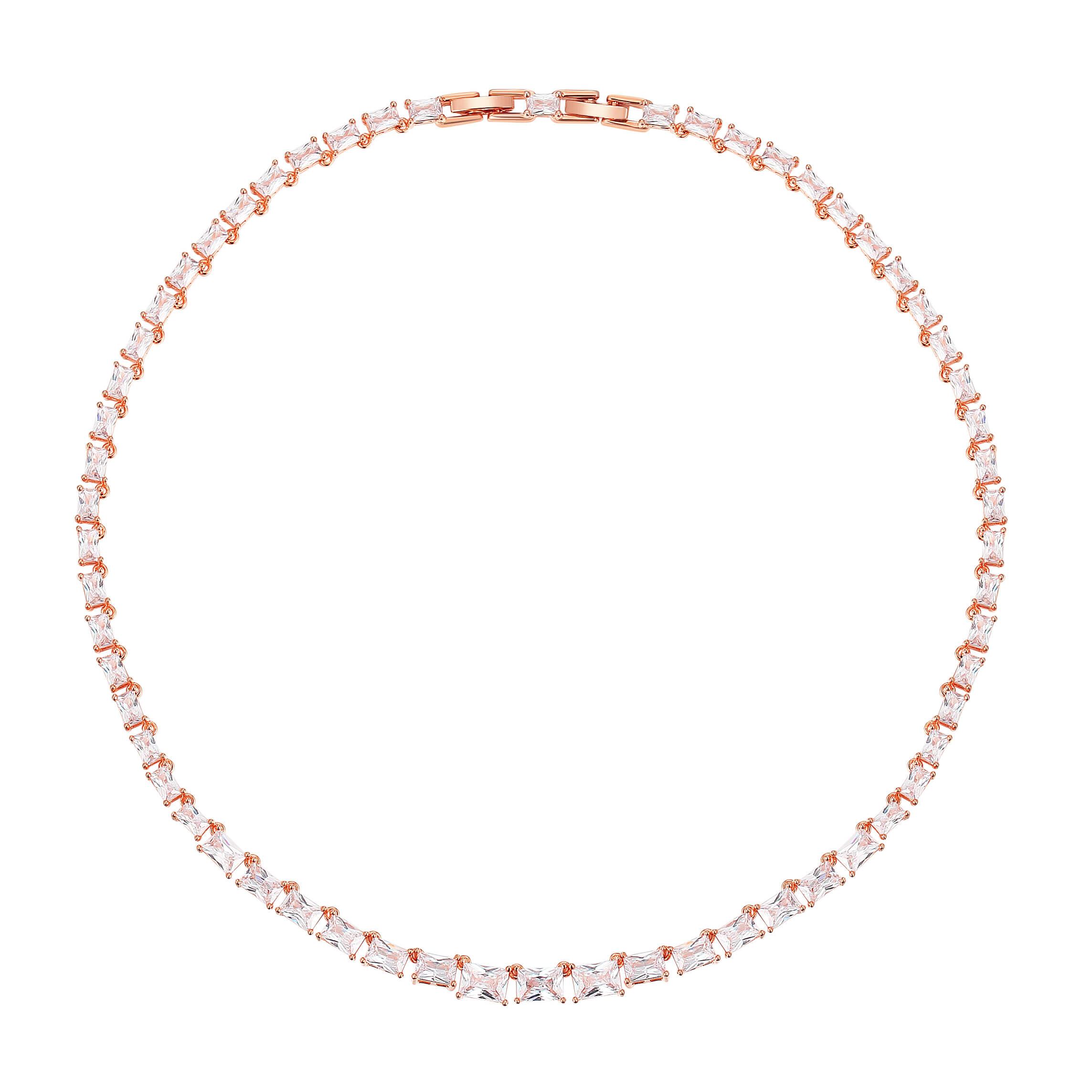 Jazz Tennis Necklace With Baguette Cut Cubic Zirconia Bridal - Picture 10 of 12