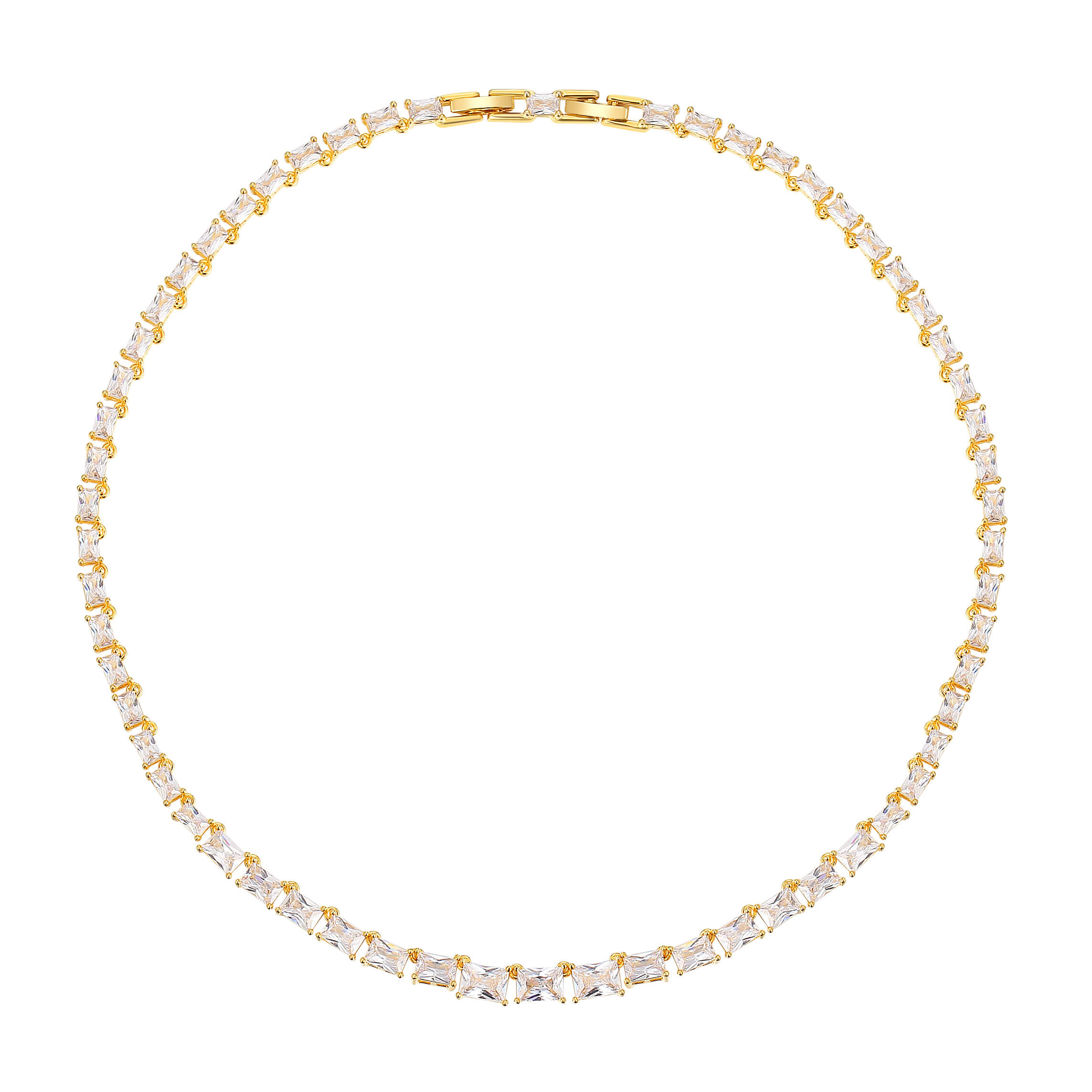 Jazz Tennis Necklace With Baguette Cut Cubic Zirconia Bridal - Picture 4 of 12