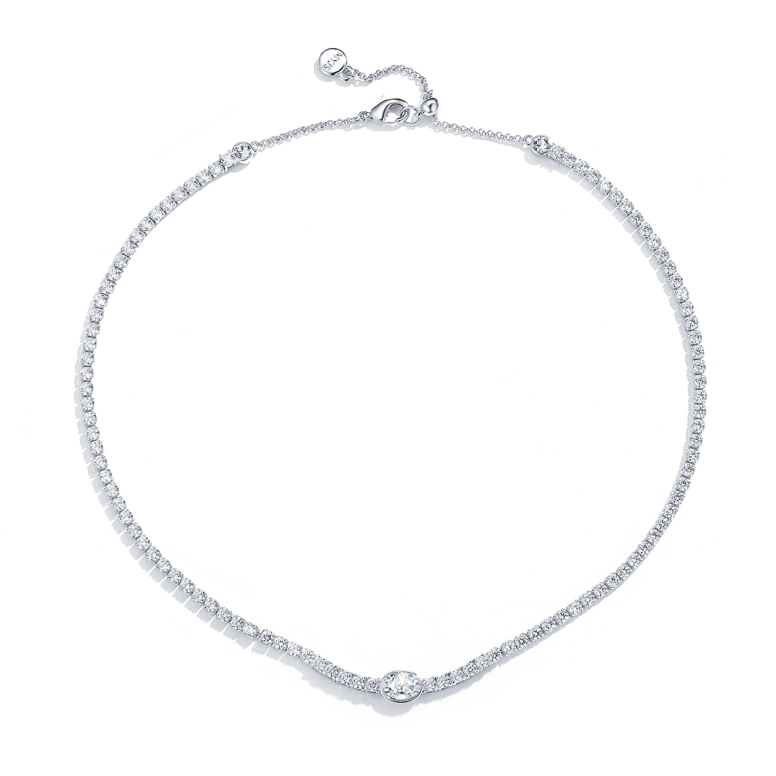 My Jewellery Story MYJS Louison Spiral Necklace with CZ Rhodium Plated