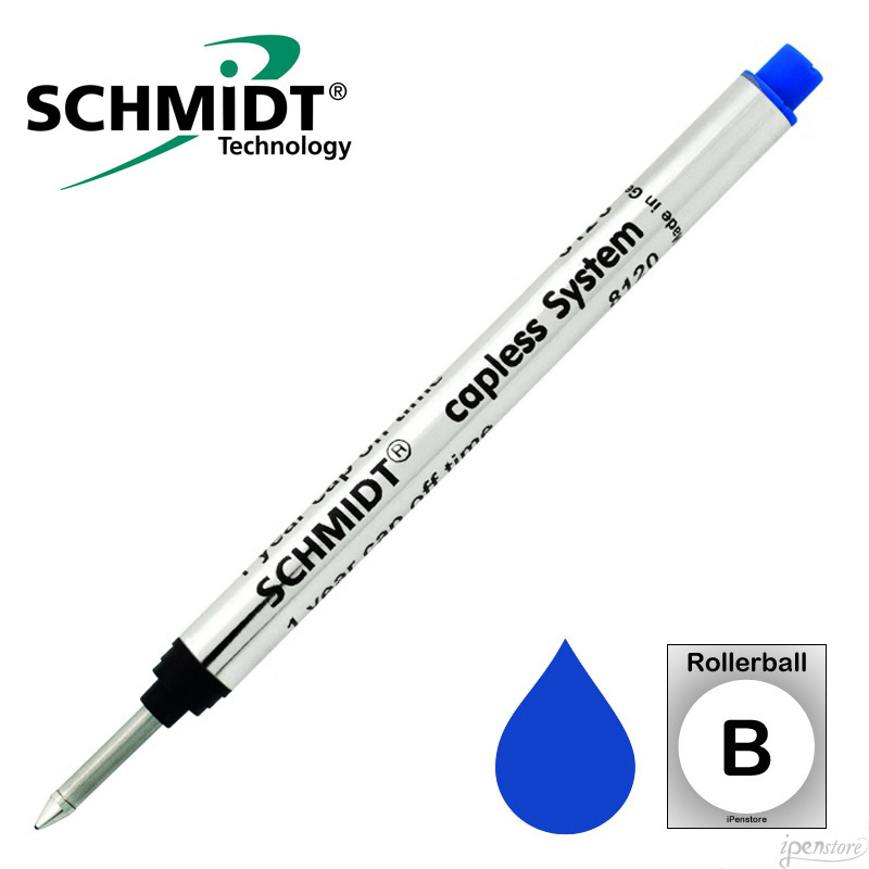 Schmidt 8120 Long Capless Rollerball Refill, Blue, Broad 1.0 mm iPenstore