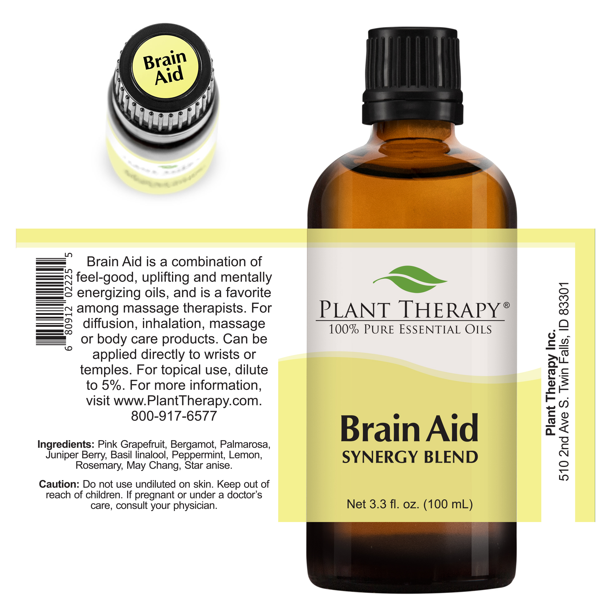 Plant Therapy Essential Oil Brain Aid Synergy Focus Blend 100
