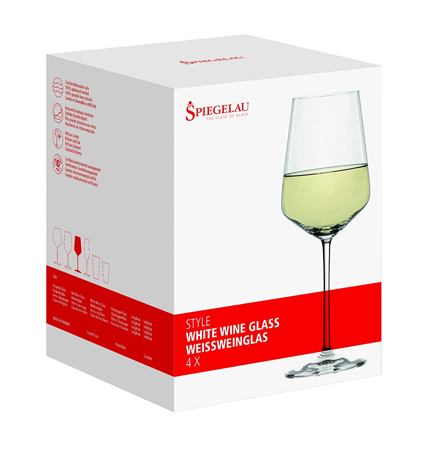 Spiegelau 4670182 Style White Wine Glasses (Set of 4), Clear Trademark Retail