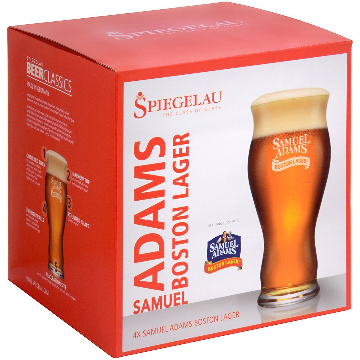 NDBSpiegelau 4992079 Classics Sam Adams Boston Lager Beer Glasses, Set